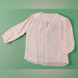 Dylan Women’s Linen Top Size Large Pink Lightweight V-Neck Boho Shirt